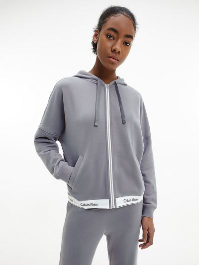 Calvin Klein Ruhák HU020260 | Calvin Klein Modern Cotton Oversized Lounge Női Kapucnis Pulóver Szürk